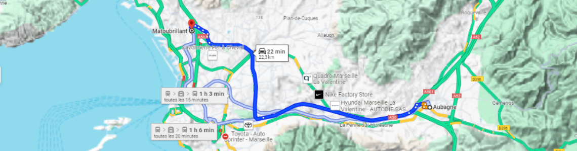 Itinéraire Aubagne Matoubrillant